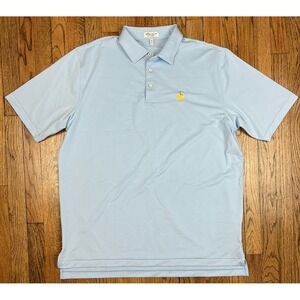 Peter Millar Summer Comfort Blue Striped Golf Performance Polo Size XL